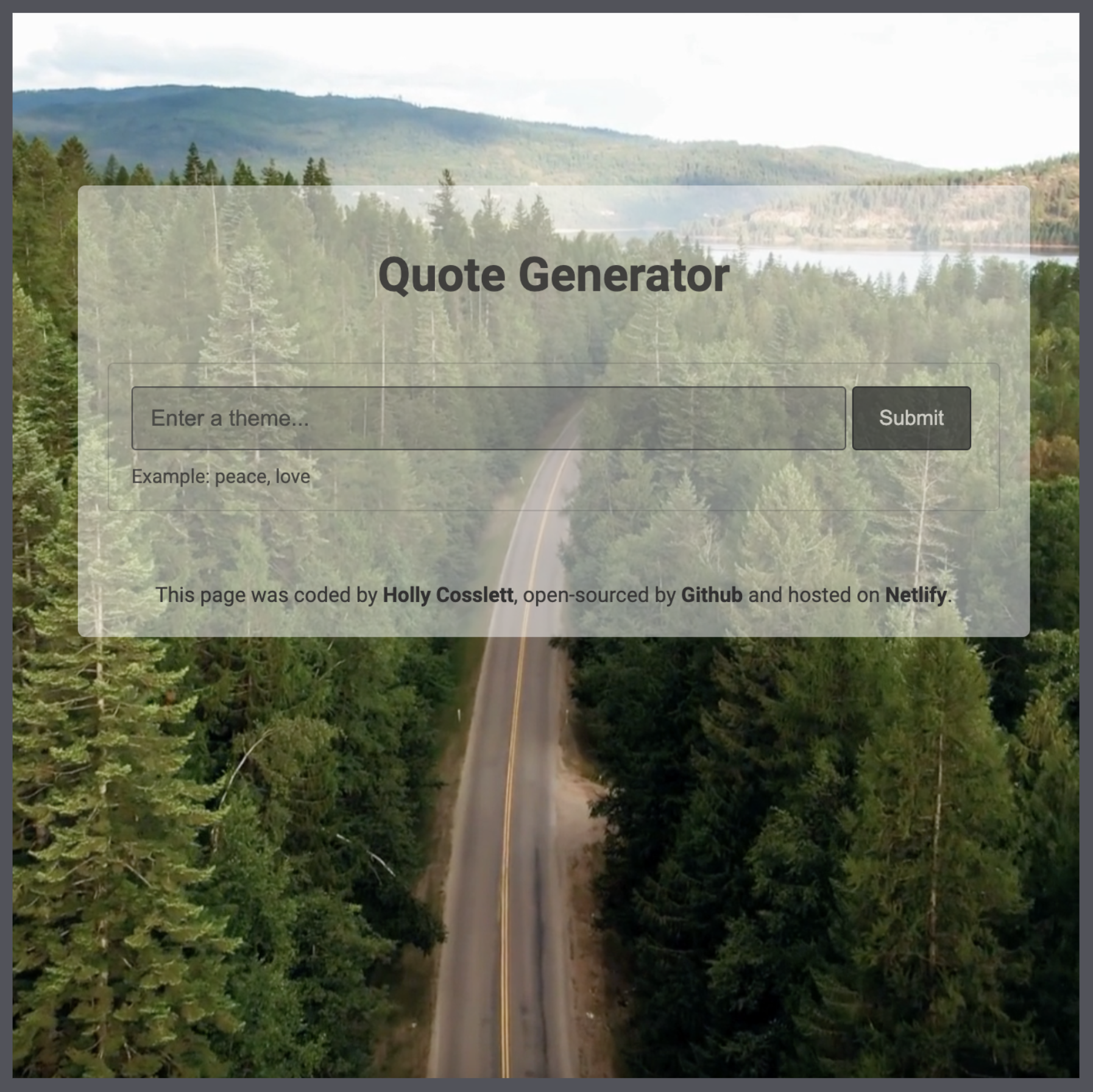 preview of quote generator project