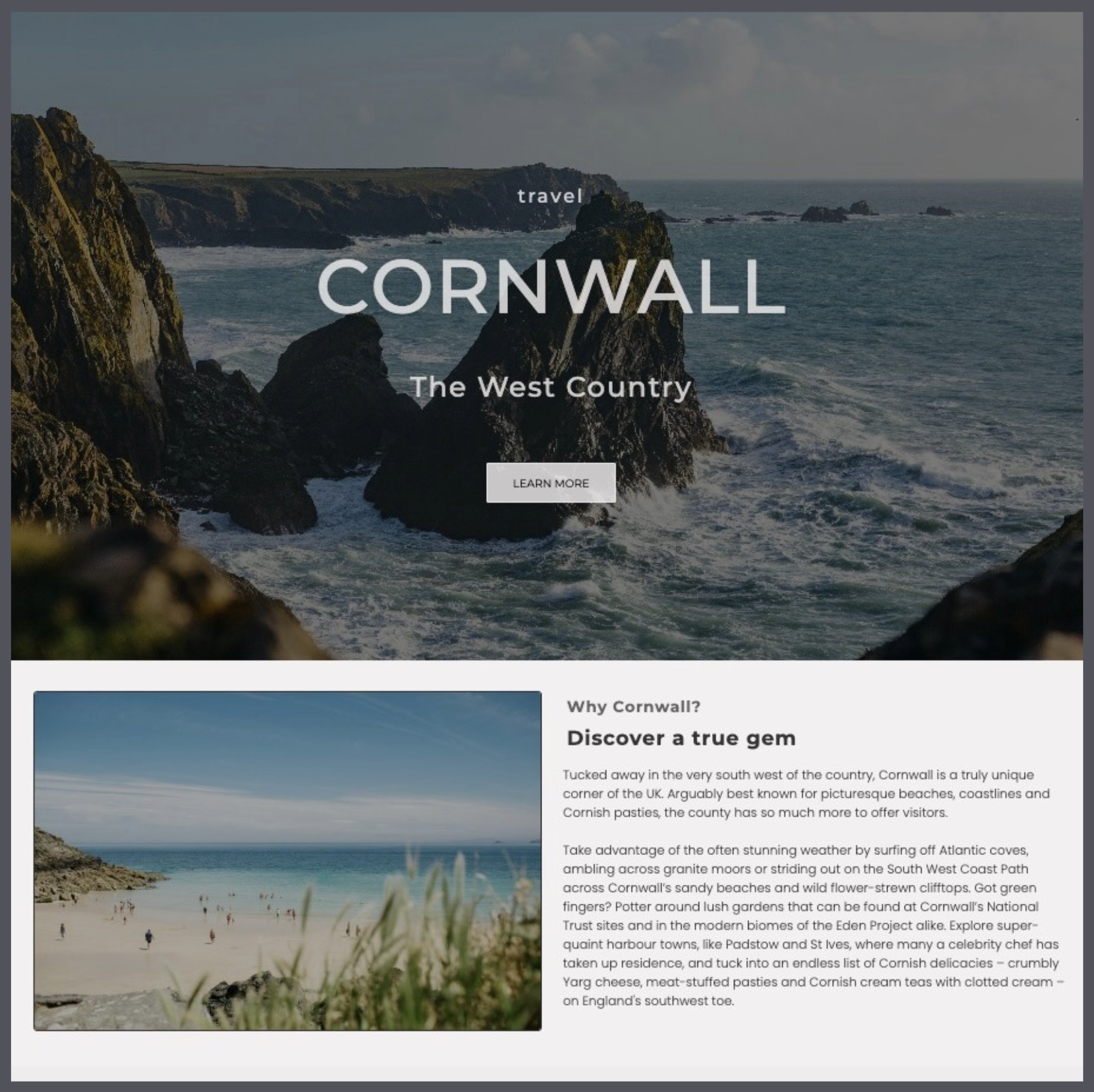 Cornwall Website app preview