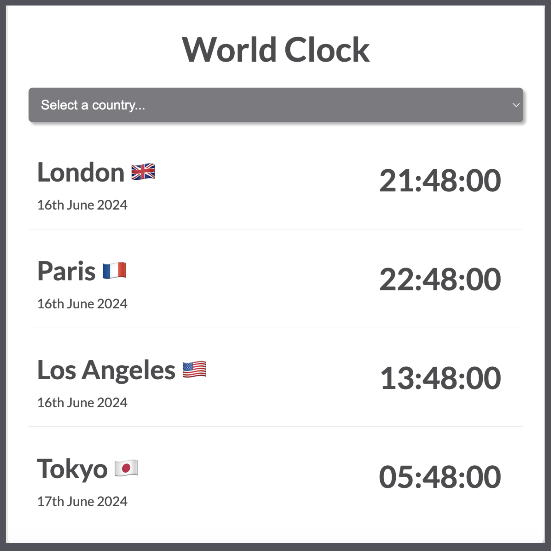 World Clock app preview